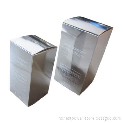 Cosmetic Folding Boxes, Made of Silver Metallic Paper Board, Customized Sizes and Designs Welcomed